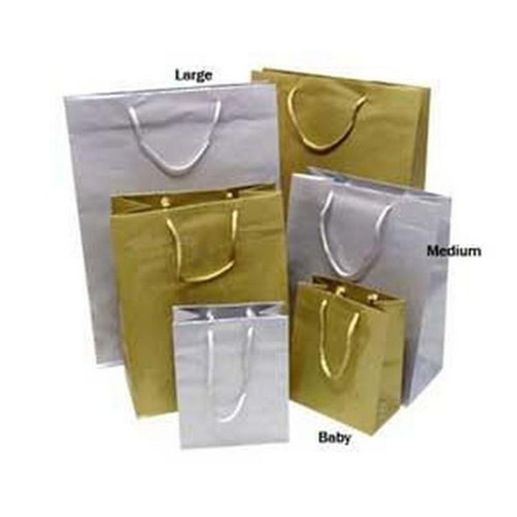 Picture of Metallic Laminated Paper Bags with Rope Handles - Baby