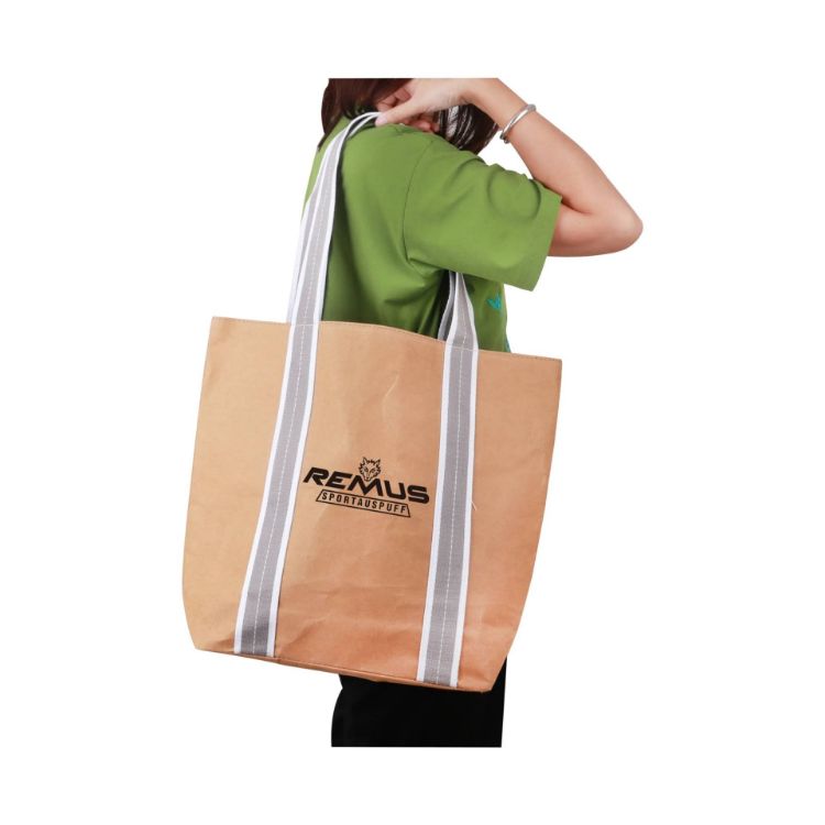 Picture of Small Washable Kraft Paper Bag with Cotton Handle(390x330x105mm)